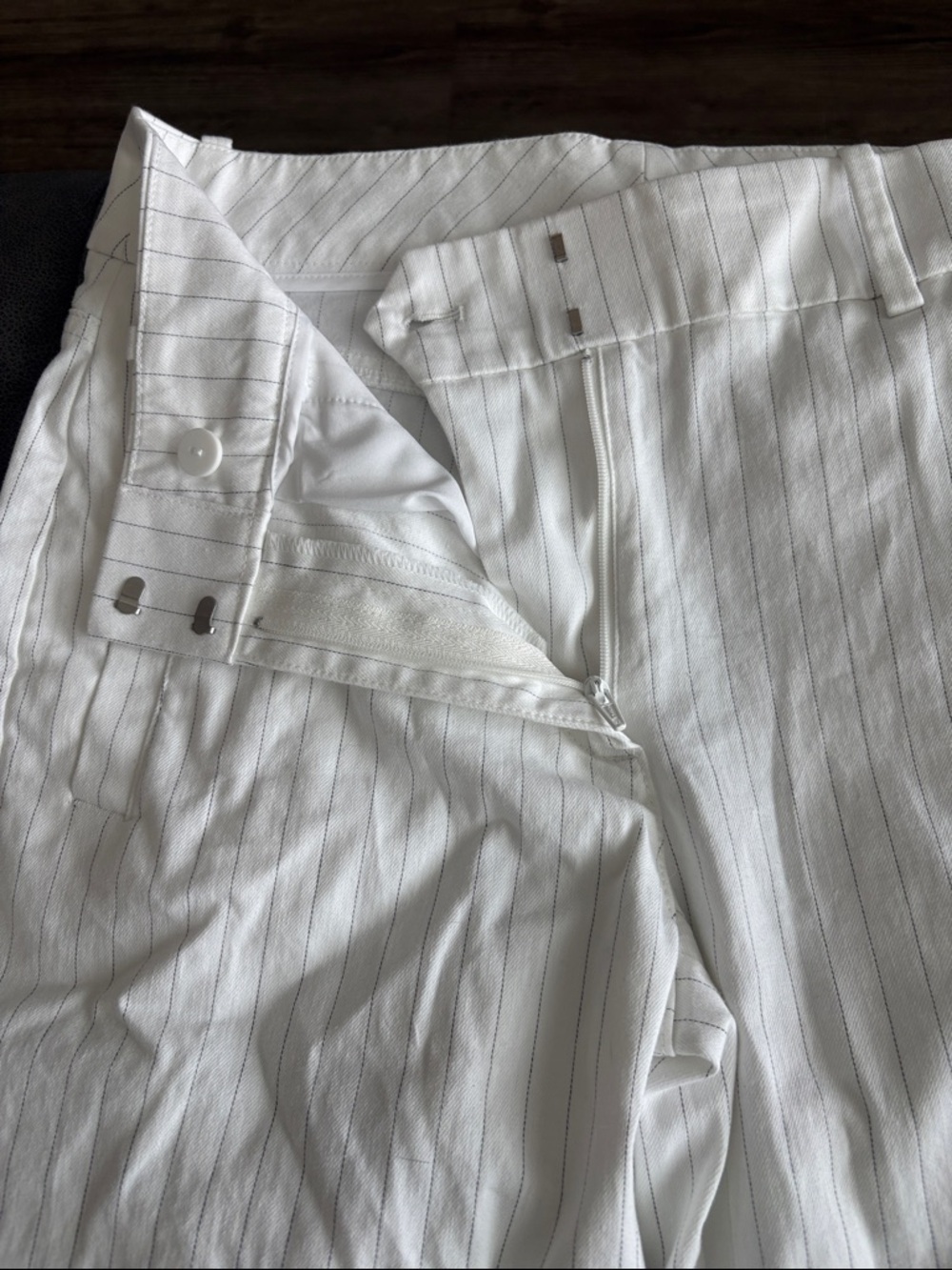 Chico's White Pinstripe Capris - Picture 2 of 5